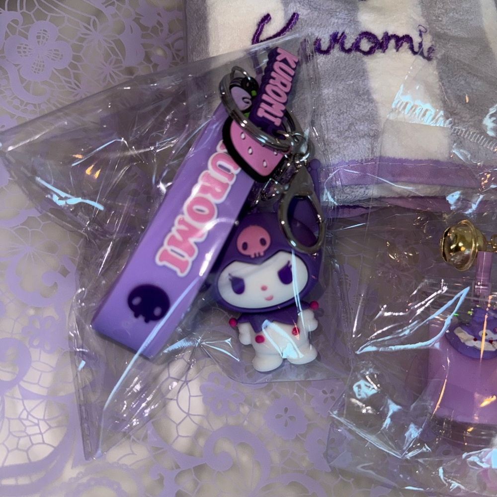 Kuromi Keychain with Purple Strap
